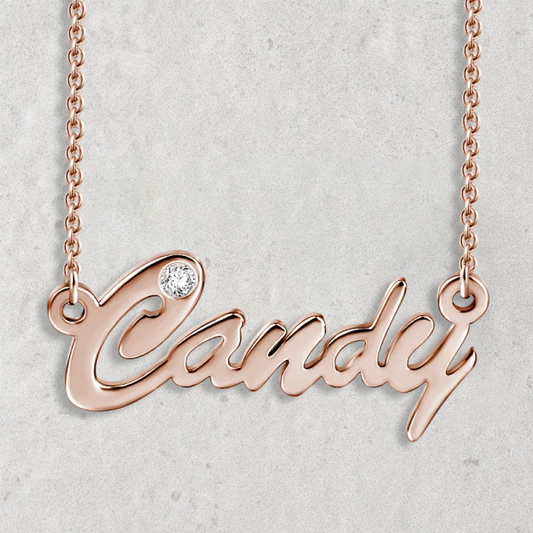 925 Sterling Silver Shining Diamond Name Necklace Nameplate Necklace