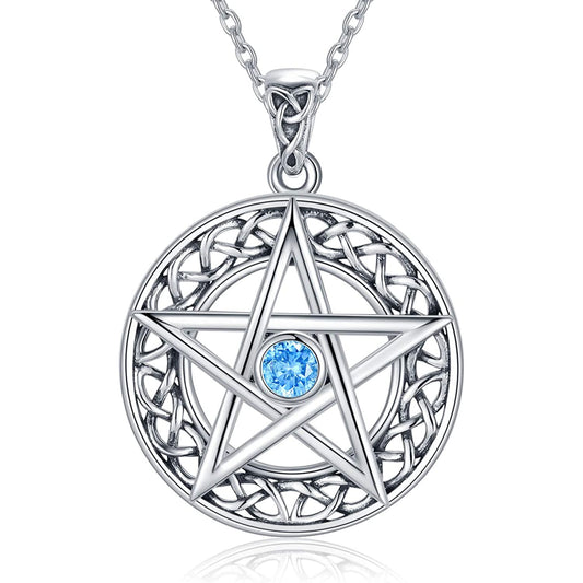 925 Sterling Silver Pentagram Celtic Necklace