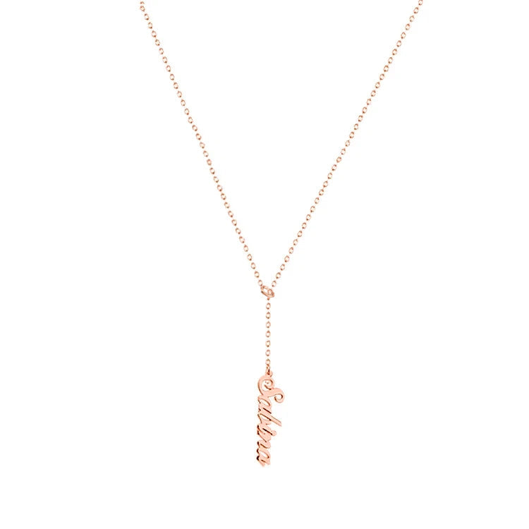 925 Sterling Silver Vertical Lariat Multi Names Y Style Nameplate Necklace