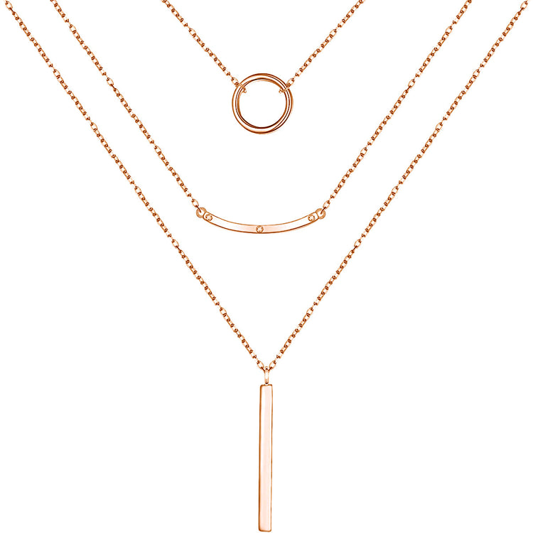 925 Sterling Silver 3 Multi Layer Necklace - onlyone