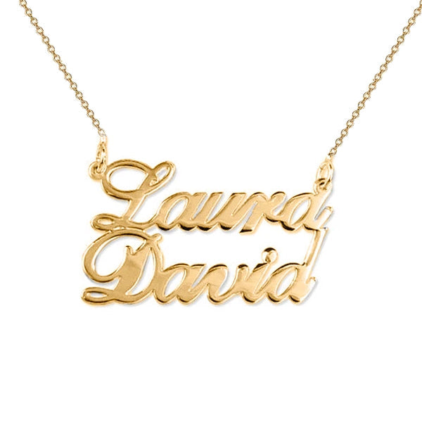 925 Sterling Silver Two Name Pendant Necklace Nameplate Necklace