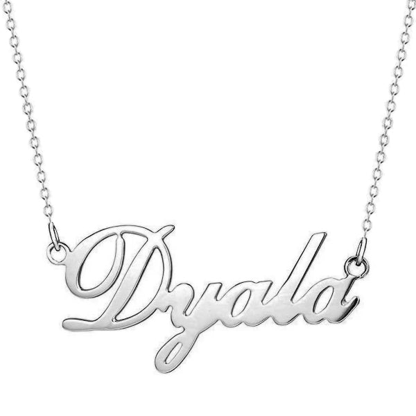 925 Sterling Silver "Dyala " Style Custom Name Necklace Nameplate Necklace