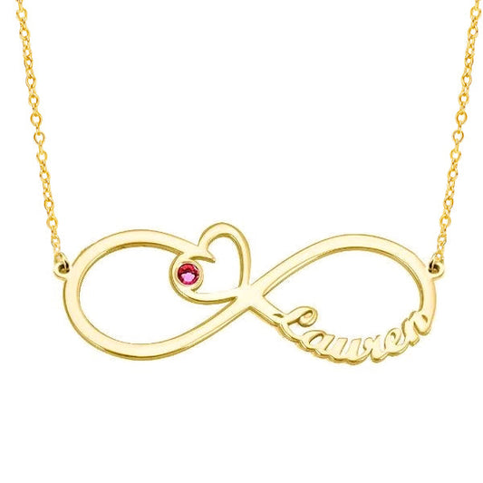 925 Sterling Silver Infinity Birthstone Heart Personalized Name Necklace Nameplate Necklace Gift for her