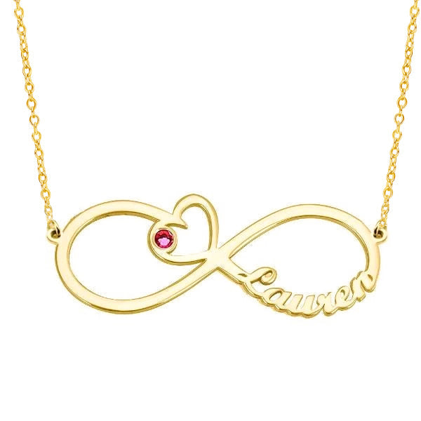 925 Sterling Silver Infinity Birthstone Heart Personalized Name Necklace Nameplate Necklace Gift for her