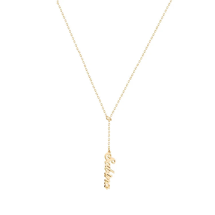 925 Sterling Silver Vertical Lariat Multi Names Y Style Nameplate Necklace