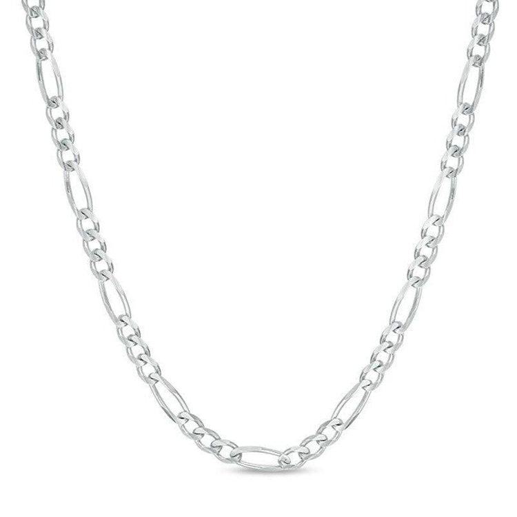 925 Sterling Silver Mens White Gold Chain Necklace Figaro Link Chain Necklace - onlyone