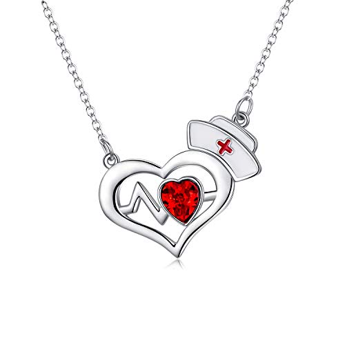 925 Silver White Angel Gift Series: Heart necklace with nurse hat - onlyone