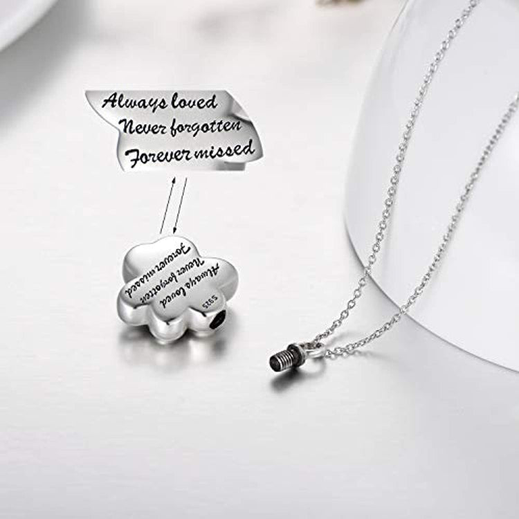 925 Sterling Silver Pet Urn Necklace Keepsake Ashes Cremation Memorial Jewelry with Cubic Zirconia - onlyone