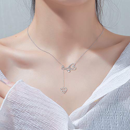 925 Silver White Angel Gift Series: loving care stethoscope necklace - onlyone