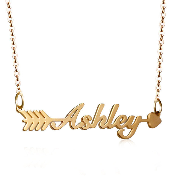 925 Sterling Silver Custom Arrow Ashley Name Pendant Necklace, Nameplated Necklace - onlyone