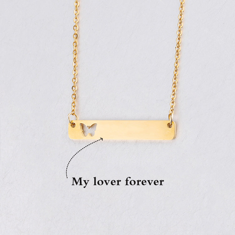 925 Sterling Silver Butterfly Bar Necklace - onlyone