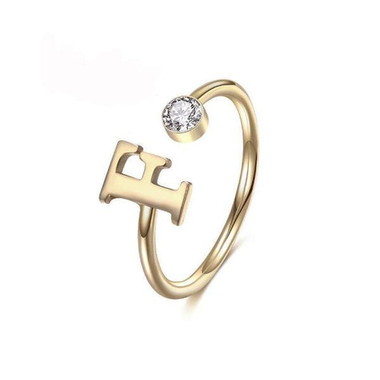 925 Sterling Silver Personalized Uppercase Letter Name Ring Nameplate Ring Birthstone Ring - onlyone