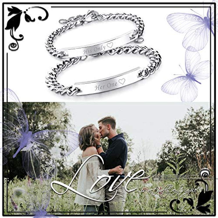 925 Sterling Silver Custom Engraved Couple Bracelets Set, Buy One Get Two Bracelets. - onlyone