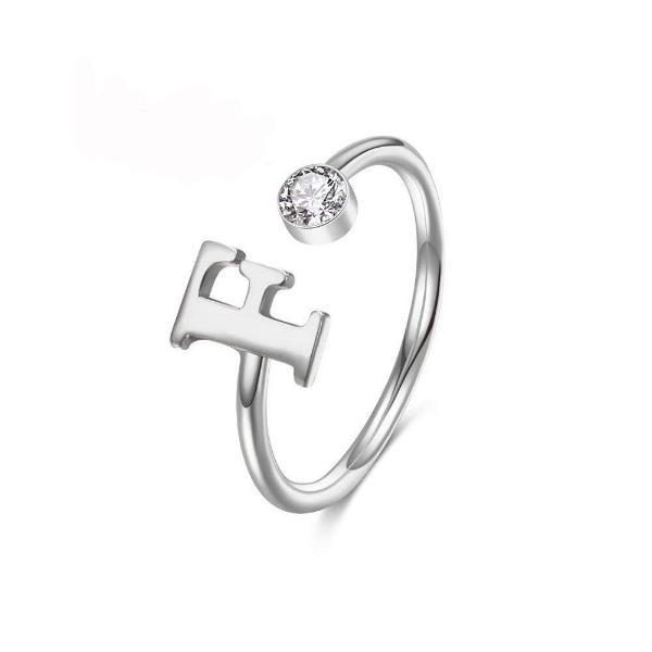 925 Sterling Silver Personalized Uppercase Letter Name Ring Nameplate Ring Birthstone Ring - onlyone