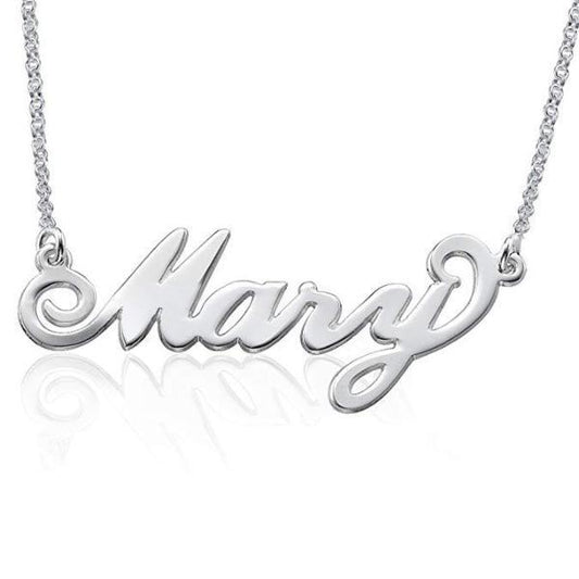 925 Sterling Silver "Mary" Style Custom Name Necklace Nameplate Necklace - onlyone