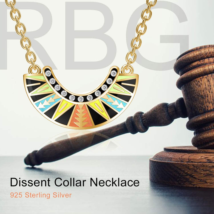 925 Sterling Silver Dissent Collar Pendant Necklace With Crystal