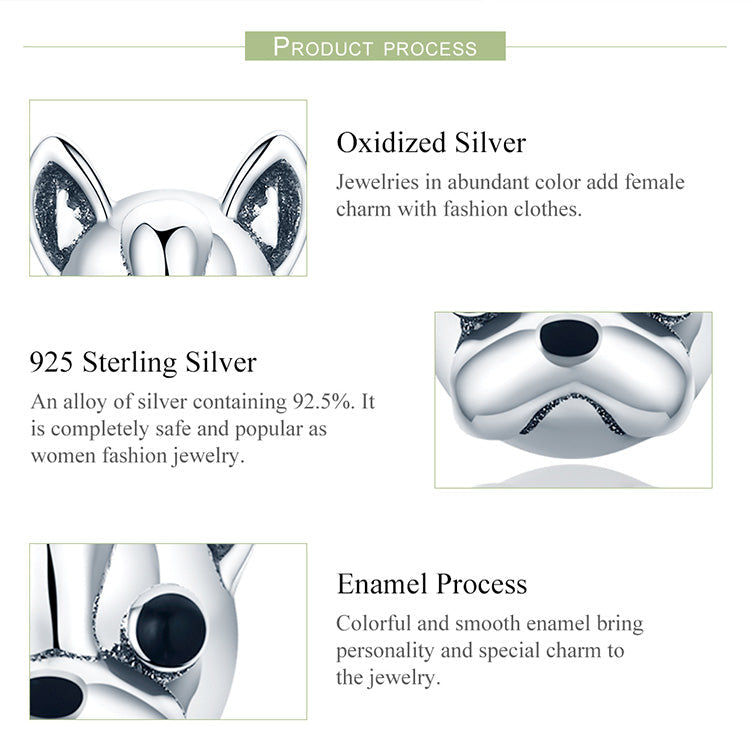 925 Sterling Silver French Bulldog Dog Small Stud Earrings For Women - onlyone