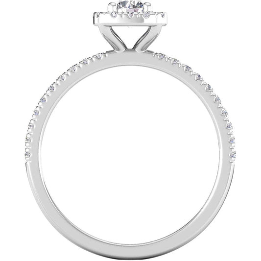 1/2ctw Diamond Halo Engagement Ring in 14k White Gold - onlyone