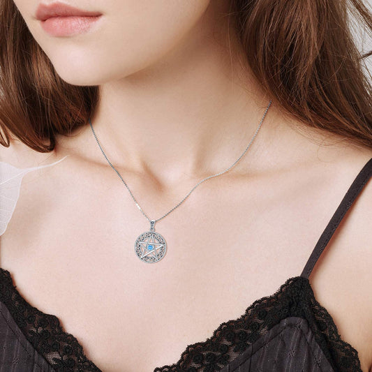 925 Sterling Silver Pentagram Celtic Necklace