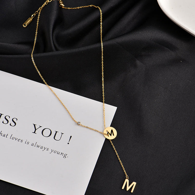 925 Sterling Silver Y Lariat Initial Necklace