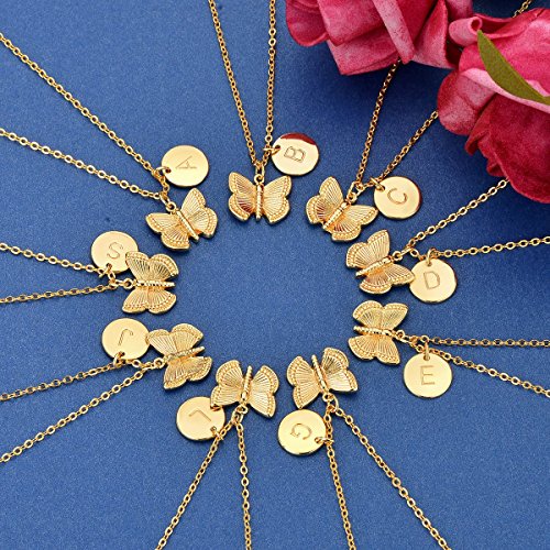 925 Silver Golden Plated Personalized Initial Butterfly Necklace - onlyone