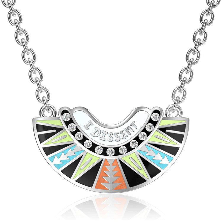 925 Sterling Silver Dissent Collar Pendant Necklace With Crystal
