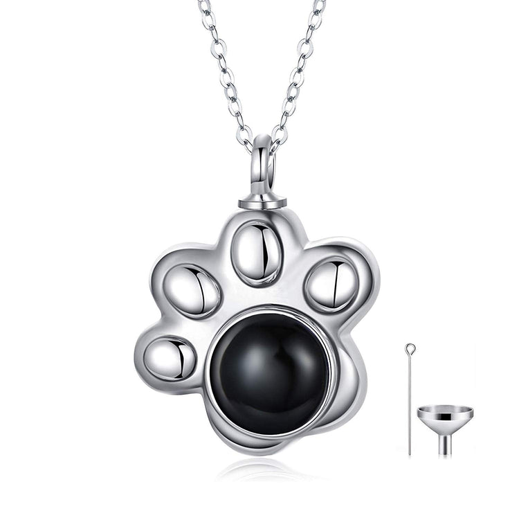925 Sterling Silver Pet Urn Necklace Keepsake Ashes Cremation Memorial Jewelry with Cubic Zirconia - onlyone