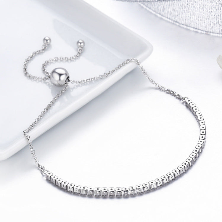 925 Sterling Silver Zircon Elegant Design Channel Setting Diamond Tennis Bracelet - onlyone