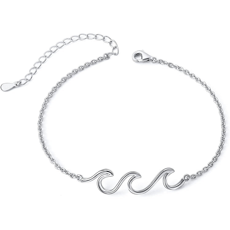 925 Sterling Silver Wave Anklet - onlyone