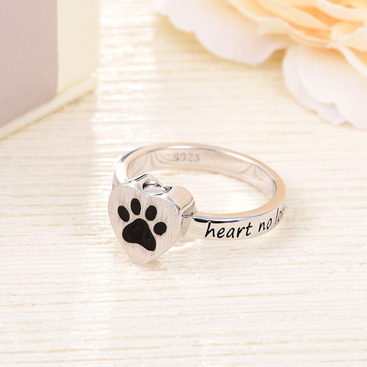 925 Sterling Silver Ashes Cremation Jewelry Dog Paw Heart Shaped Urn Ring Cremation Jewelry for Ashes - onlyone