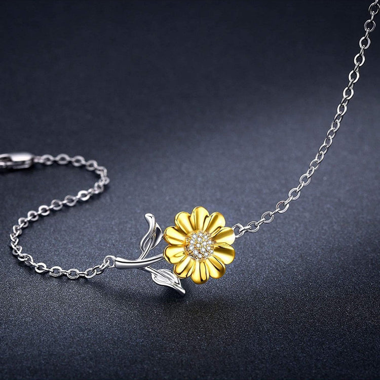 925 Sterling Silver Sunflower Bracelet - onlyone