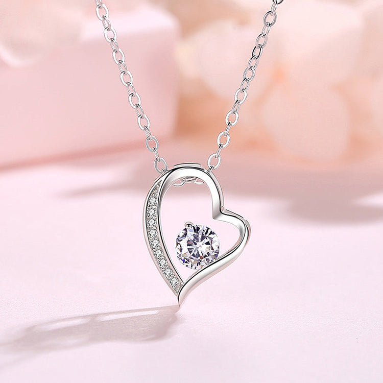 925 Sterling Silver Heart Necklace With Zirconia