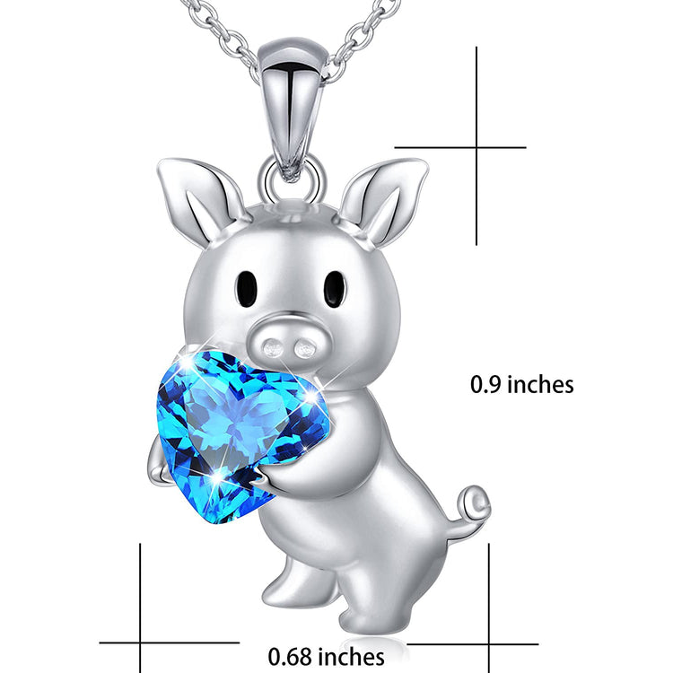 925 Sterling Silver Cute Animal Jewelry Cubic Zirconia Love Heart Pendant Necklace for Women - onlyone