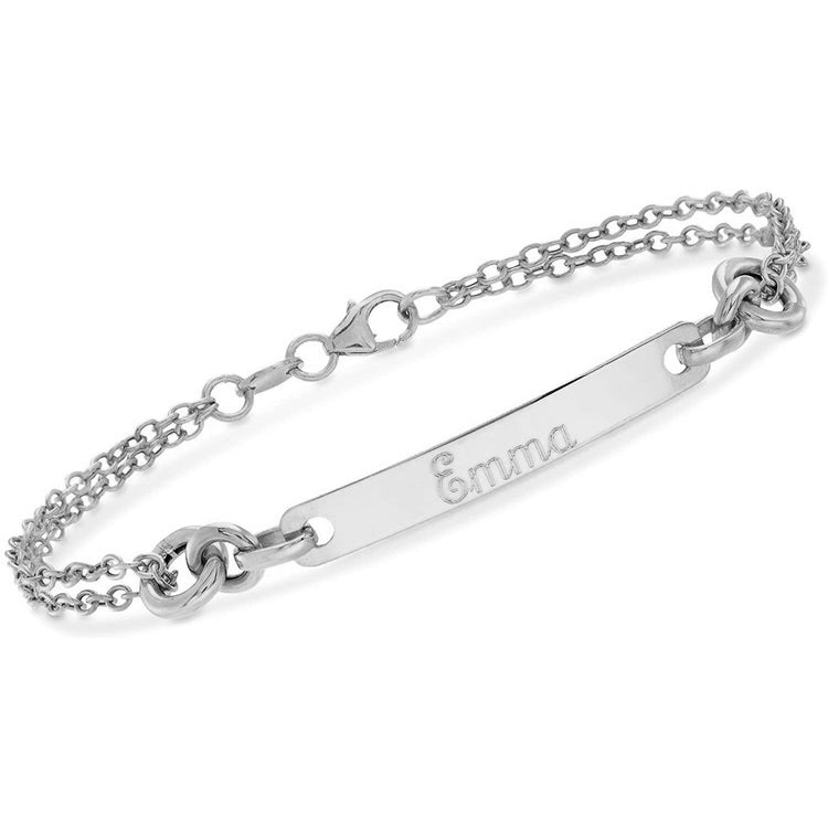 Bracelet en argent sterling 925 personnalisé à double chaîne avec nom personnalisé et gravé
