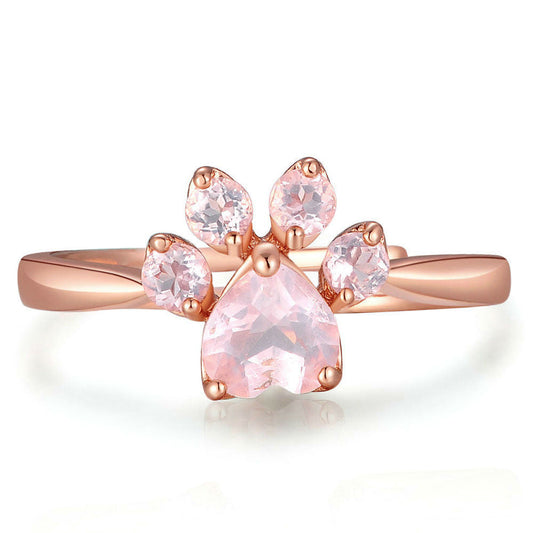 925 Sterling Silver Adjustable Crystal Pet Paw Ring & Bracelet & Earrings Set