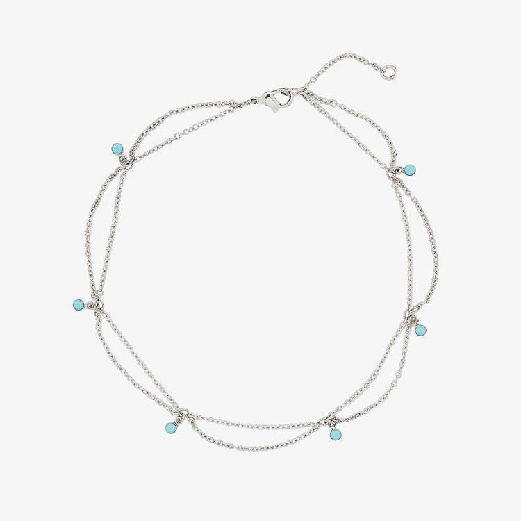 925 Sterling Silver Bohemia Style Anklet With Turquoise