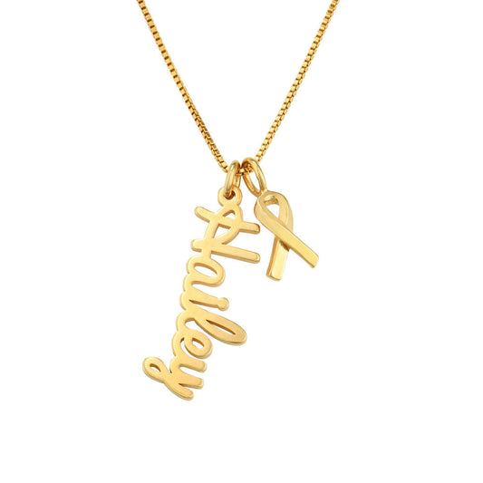 925 Sterling Silver Breast Cancer Awareness Name Necklace