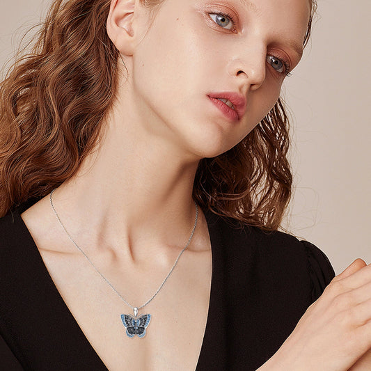 925 Sterling Silver Butterfly Heart Photo Locket Pendant Necklace