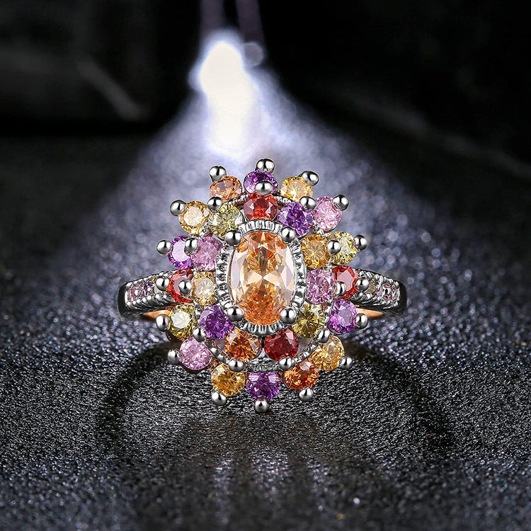 925 Sterling Silver Cubic Zirconia Multi Colored Stone Rings/Necklace/Earrings
