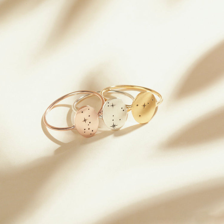 925 Sterling Silver Custom Zodiac Ring Star Constellation Ring
