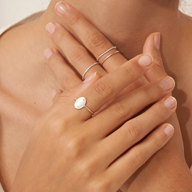 925 Sterling Silver Custom Zodiac Ring Star Constellation Ring