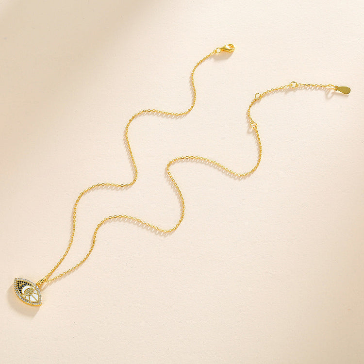 925 Sterling Silver Golden Eye Pendant Necklace