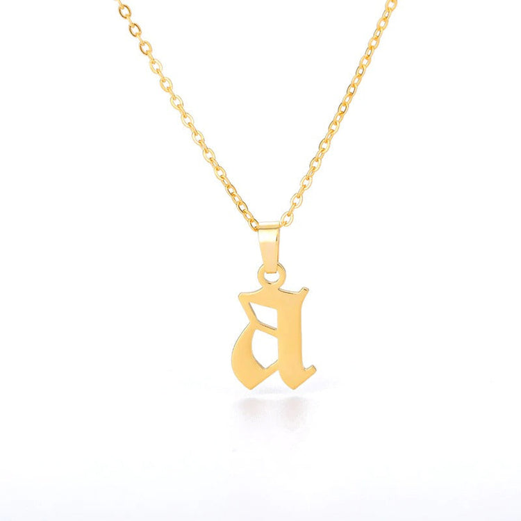 925 Sterling Silver Old English Initial Necklace