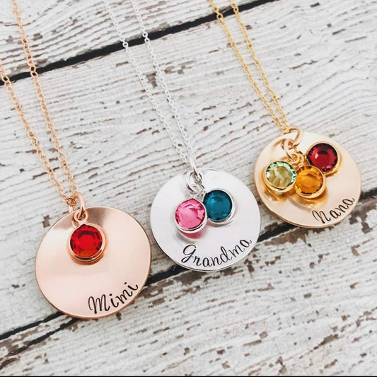 925 Sterling Silver Personalized Coin Necklace With Birthstone