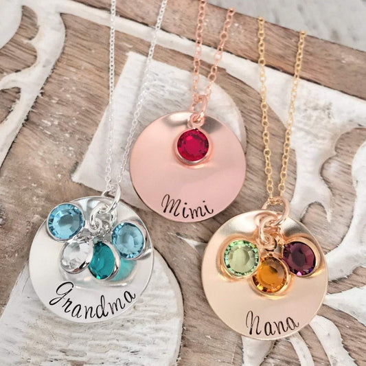 925 Sterling Silver Personalized Coin Necklace With Birthstone