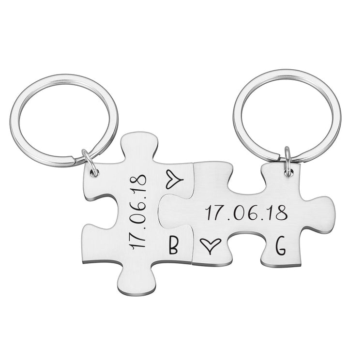 925 Sterling Silver Personalized Jigsaw Puzzles Keychain
