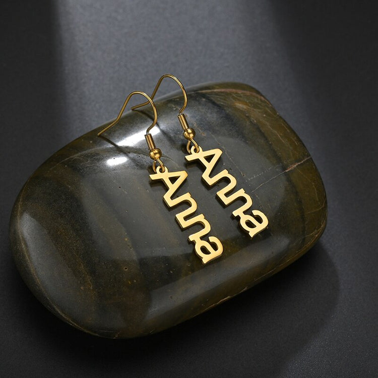 925 Sterling Silver Personalized Name Earrings, Drop Earrings