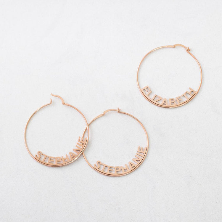 925 Sterling Silver Personalized Name Hoop Earrings