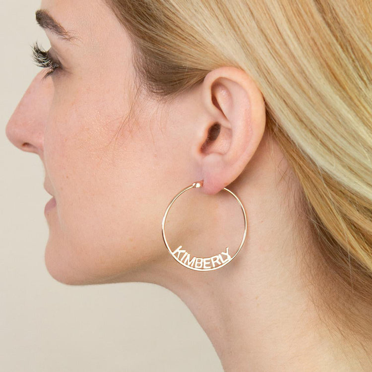 925 Sterling Silver Personalized Name Hoop Earrings