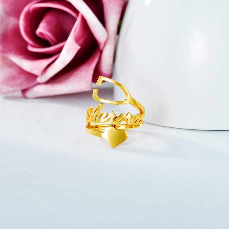 925 Sterling Silver Personalized Stethoscope Name Ring